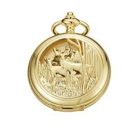 Tiong Goldene hohle doppelte Hirsch-Design, mechanische Taschenuhr, Herren, mechanisches Uhrwerk, römische Zifferblatt, doppelte Öffnung, Taschenuhr, PWM28, modisch