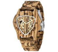 Tiong Herren Holz Mechanische Uhren Skelett Automatische Uhr Selbst-Wicklung Leichtgewicht für Männer Armbanduhr