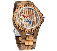 Tiong Herren Holz Mechanische Uhren Skelett Automatische Uhr Selbst-Wicklung Leichtgewicht für Männer Armbanduhr