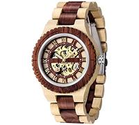Tiong Herren Holz Mechanische Uhren Skelett Römische Ziffern Automatikaufzug Holzuhr Leichtgewicht für Männer Armbanduhr (Q1080)