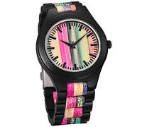 Tiong Herren Holzuhr Bunte Bambus Holzuhr Klassisch Holz Herrenuhren Analoge Quarz Holzuhren für Männer