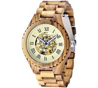 Tiong Herren Holzuhr Mechanische Uhren Skelett Automatische Selbst-Wicklung Leichtgewicht für Männer Armbanduhr(Q2020)