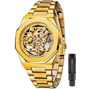 Tiong Herren Skeleton Automatische mechanische Uhr Gold Skeleton Vintage Man Watch Herrenuhren