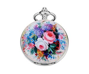 Tiong Mechanische Taschenuhr für Herren, Stahlgehäuse, farbiges Porzellan, Blumenmuster, mechanisches Uhrwerk, römische Zifferblatt, einzelne Öffnung, PWM19, modisch