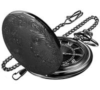 Tiong Quarz-Taschenuhr, Quarz-Uhrwerk, beidseitig geschnitzt, mit Blumenmotiv, Quarz-Taschenuhr mit Kettenclip für Herren, Mb-cfj005…