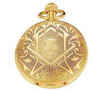 Tiong Römische Ziffern Zifferblatt Herren mechanisches Mondphasen-Design, Mond-Sonne-Muster, mechanische Taschenuhr für Herren mit Gehäuse und Kette, Ma005