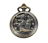 Tiong Schwarze ausgehöhlte 1942 Muster Design mechanische Taschenuhr Herren mechanisches Uhrwerk römische Ziffern Zifferblatt einzelne Öffnung Taschenuhr