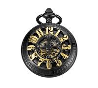 Tiong Schwarze ausgehöhlte arabische Ziffern Muster Design mechanische Taschenuhr Herren mechanisches Uhrwerk arabische Ziffern Zifferblatt einzelne Öffnung Taschenuhr