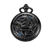 Tiong Schwarze ausgehöhlte Seepferdchen-Muster, mechanische Taschenuhr, Herren, mechanisches Uhrwerk, römische Zifferblatt, doppelte Öffnung, Taschenuhr, PWM15, modisch