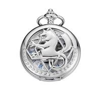 Tiong Silberne ausgehöhlte Seepferdchen-Muster, mechanische Taschenuhr, Herren, mechanisches Uhrwerk, römische Zifferblatt, doppelte Öffnung, Taschenuhr, PWM16, modisch