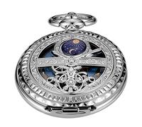 Tiong Silberne Einzel- oder Doppelöffnung Gehäuse mechanische Taschenuhr, Taschenuhr mechanische römische Zifferblatt Taschenuhren für Herren, MPW120-UK