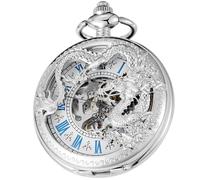 Tiong Vintage Taschenuhr Mechanische Einzigartige Hohl Gravierte Drachen Roman Ziffern Steampunk Taschenuhr mit Kette Geschenke