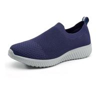 TIOSEBON Damen Slip On Sneaker Bequeme Memory Foam Laufschuhe Atmungsaktive Mesh Sportschuhe Leichte Arbeitsschuhe 41 EU Dunkelblau/Grau