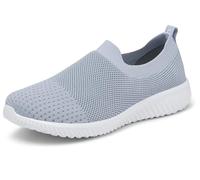 TIOSEBON Damen Slip On Sneaker Bequeme Memory Foam Laufschuhe Atmungsaktive Mesh Sportschuhe Leichte Arbeitsschuhe 38 EU Grau