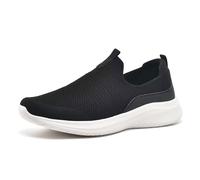 TIOSEBON Damen Walking Tennisschuhe Strick Leichtgewicht Slip-On Atmungsaktives Mesh Bequeme Weiche Mode Sneaker Schwarz EU 38