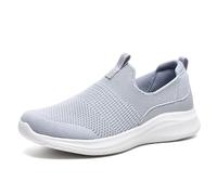 TIOSEBON Damen Walking Tennisschuhe Strick Leichtgewicht Slip-On Atmungsaktives Mesh Bequeme Weiche Mode Sneaker Hellgrau EU 39