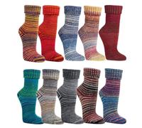 TippTexx 24 1 Paar Wollsocken Skandinavien-Style wie handgestrickt, mit Umschlag für Damen (DE/NL/SE/PL, Numerisch, 39, 42, Regular, Regular, Gelb-Lila)