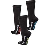 TippTexx 24 2 Paar antibakterielle Extra-Breite ABS-Socken mit Polstersohle. Für Menschen mit Fußproblemen mit ANTI-LOCH-GARANTIE(Schwarz, 39-42)