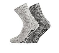 TippTexx 24 2 Paar dicke rutschfeste Norweger Socken (DE/NL/SE/PL, Numerisch, 47, 50, Regular, Regular, Graue Naturtöne)