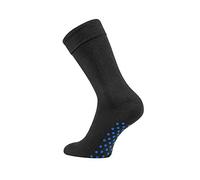 TippTexx 24 2 Paar Homesocks in Schwarz, ABS-Socken, Stopper-Socken, Anti-Rutsch-Socken (Blauer ABS Druck, 43/46)