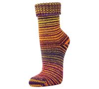TippTexx 24 2 Paar wunderschöne, warme, kuschelige Socken mit Wolle im Skandinavien-Style mit Umschlag mit zusätzlicher Garantie (Gelb-Lila, 35-38)