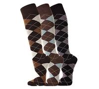 TippTexx 24 3/6 Paar unisex Reiter Socken, Reitstrümpfe in Karo Mustern plus Anti-Loch-Garantie (Braun/Ozean/Anthrazit - 6 Paar, 43-46)