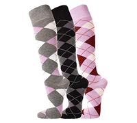 TippTexx 24 3/6 Paar unisex Reiter Socken, Reitstrümpfe in Karo Mustern plus Anti-Loch-Garantie(DE/NL/SE/PL, Numerisch, 35, 38, Regular, Regular, Flieder/Anthrazit/Weinrot - 6 Paar)