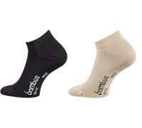 TippTexx 24 6 Paar Bambus Sneakersocken mit ANTI-LOCH-GARANTIE, Ökotex (Schwarz/Beige, 47/50-6 Paar)