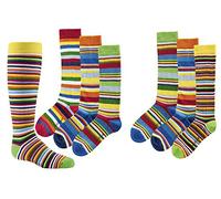 TippTexx 24 6 Paar Kinder Kniestrümpfe in verschiedene Mustern (Gute Laune Ringel 5-6 Jahre)