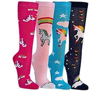 TippTexx 24 6 Paar Kinder Kniestrümpfe, verschiedene Muster und Motive mit Anti-Loch-Garantie (as3, age, 3_years, 4_years, regular, Einhorn, 3-4 Jahre)