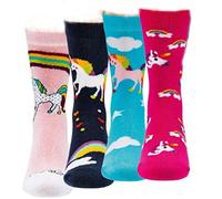 TippTexx 24 6 Paar Kinder Thermo Stoppersocken, ABS Socken für Mädchen und Jungen, Ökotex Standard, Strümpfe mit Noppensohle, viele Muster (Einhorn, 35-38)