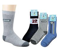 TippTexx 24 6 Paar Kinder Thermo Stoppersocken, ABS Socken für Mädchen und Jungen, Ökotex Standard, Strümpfe mit Noppensohle, viele Muster (Jeans, 27-30)
