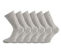TippTexx 24 6 Paar Wollsocken, 100% Schafwolle, NATURPUR mit ANTILOCH Garantie (Grau meliert, 35-38)