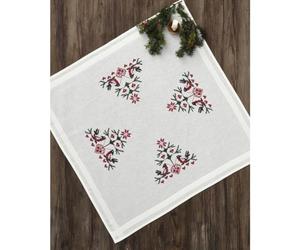 Tischdecke Kreuzstich Stickpackung Vögel mit Herzen Stickbild gedruckt