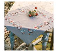 VERVACO Kreuzstich Stickpackungen Tischdecke Gnome Stickdecken Vorgezeichnet Basteln Erwachsene Kreativ Set Vorgedruckte Decke Sticken ca. 72 x 72 cm Stickset DIY Sticken Set