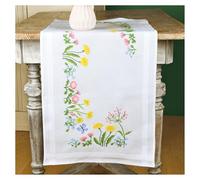 Tischläufer Kreuzstich Stickpackung Feldblumen, Stickbild gedruckt, 40x100cm