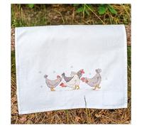 VERVACO Kreuzstich Stickpackungen Geschirrtuch HÜHNER Vorgezeichnet Basteln Erwachsene Kreativ Set Vorgedruckte Küchentuch Sticken ca. 46 x 71 cm Handarbeit Zubehör DIY Hausdeko Sticken Set