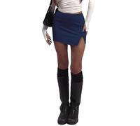 Tisfeer Minirock Damen mit Hose Drunter Bleistiftrock mit Schlitz Kurz Hosenrock Dehnbarer Schlankmachender Skort Tennis Business Sommer Alltag(Marineblau,S)