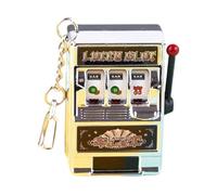 TISHITA Fruit Machine Schlüsselanhänger Slotmaschine Toy Schlüsselring Tragbar mit Rotierender Walze Arcade Anhänger Lustiger Spieleinsatz für Famil, Silber