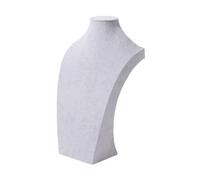 TISHITA Halskette Präsentationsständer Schmuck Display Büste Samt Schmuckständer Kettenhalter mit Holz Innenstruktur für Schaufenster Verkaufsstände Heimdekor, Grau 40cm Höhe