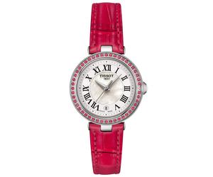 TISSOT -Bellissima Small Lady Damenuhr Rot Silber Quarz Saphirglas Topase 26mm- T126.010.66.113.00