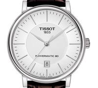 Tissot Carson Premium Powermatic80 | T122.407.16.031.00 | Herrenuhr | Swiss Made Automatik | 80h Gangreserve | Saphirglas | Lederband braun | Zifferblatt silber | NEU OVP mit Box & Garantiekarte