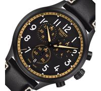 Tissot Chrono XL T1166173605202 | Herrenuhr Quarz Chrono Ø 45 mm | Schwarz PVD | Lederband Schwarz | Saphirglas | Swiss Made | NEU OVP. mit 2 Jahren Hersteller-Garantie