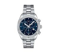 Damenuhr Tissot PR 100 Sport Chronograph mit blauem Zifferblatt und Edelstahlarmband T101.917.11.046.00
