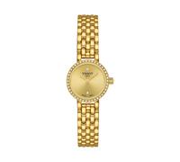 TISSOT -Lovely Damenuhr Gold Champagner mit Diamanten Quarz Saphirglas 20mm- T140.009.63.026.00