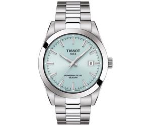 TISSOT -Gentleman Powermatic 80 Silicium Herrenuhr Silber Blau Automatik Saphirglas 40mm- T127.407.11.351.00