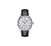 Tissot Le Locle Powermatic 80 Herrenuhr silber schwarz Lederarmband