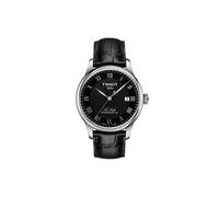 Tissot Le Locle Powermatic 80 Herrenuhr silber schwarz Lederarmband