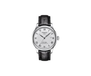 Tissot Le Locle Powermatic 80 Herrenuhr silber schwarz Lederarmband