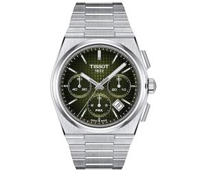 TISSOT -PRX Automatic Chronograph Herrenuhr Silber Grün Automatik Saphirglas 42mm- T137.427.11.091.00